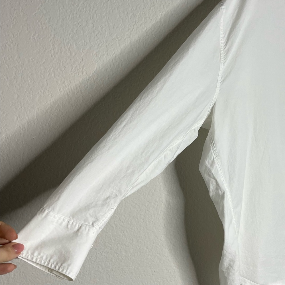 VINCE White Raw Edge Oversized Button Down Shirt M - Picture 3 of 8